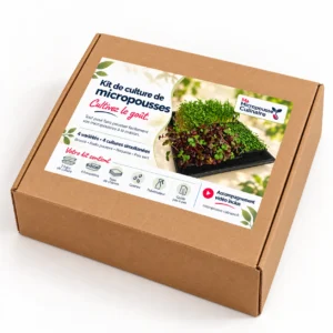Kit micropousses MMC dans son carton kraft 30 × 30 × 10 cm avec la nouvelle étiquette sur le couvercle